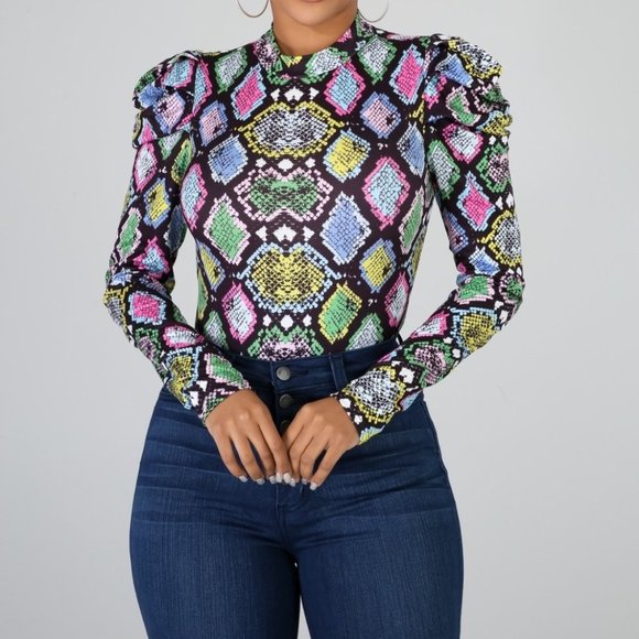 Snake Print Bodysuit - Picture 2 of 3